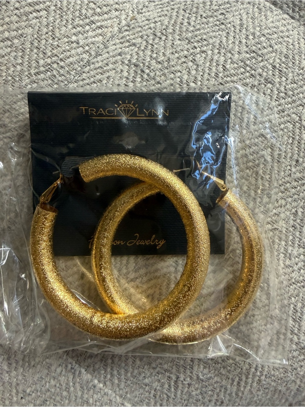 Traci Lynn Gold Glitter Hoop Earrings - Bold Women's Jewelry New With Tags